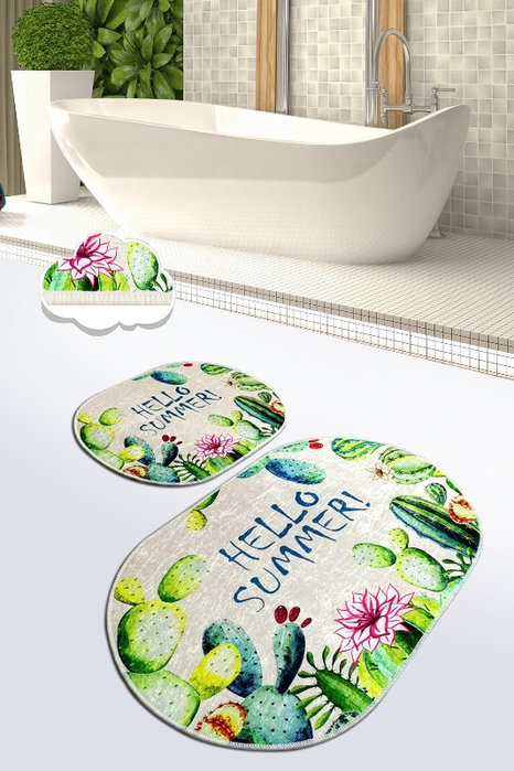 Mijölnir Juego de alfombrillas de baño Hello Summer Multicolor Mijölnir Juego de alfombrillas de baño Hello Summer Multicolor